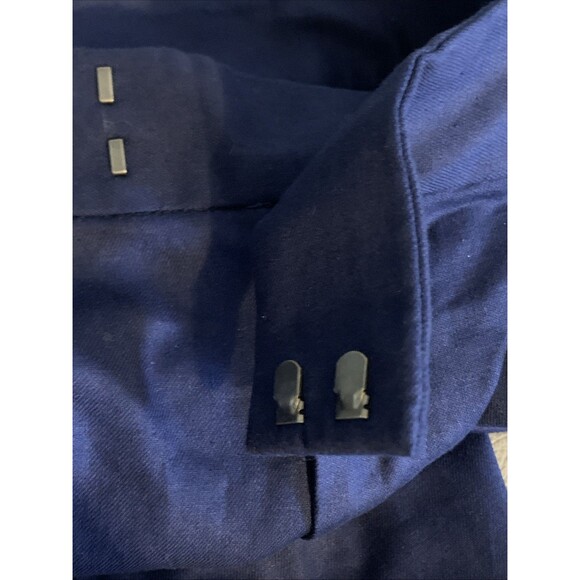 Banana Republic Linen Blend Pant Wide Leg Pleated Navy High-Rise Size 6 Petite - Picture 9 of 12